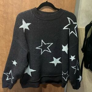 Star Patterned Black Sweater